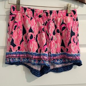 Lilly Pulitzer Katia Flamingo Shorts Pink Blue Size XS
